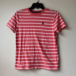 U.S. Polo‎ Assn. Red & White Striped T-Shirt Size L (10-12) Boys